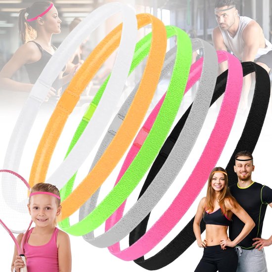 6 Pcs Sports Anti Slip Haarbanden - Mannen Hoofdbanden - Elastische Haarbanden Voor Jongens - Niet-slip Hoofdbanden Voor Vrouwen - Dunne Mannen Haarbanden - Kinderen Voetbal Haarbanden - Vrouwen Haarbanden van Merkloos	