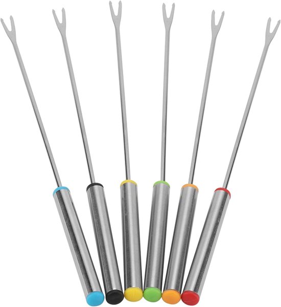 6 Stainless Steel Forks Dessert Serve Fondue Pot Forks Kitchen Tools Tableware for Cheese Meat Chocolate Dessert van Merkloos	