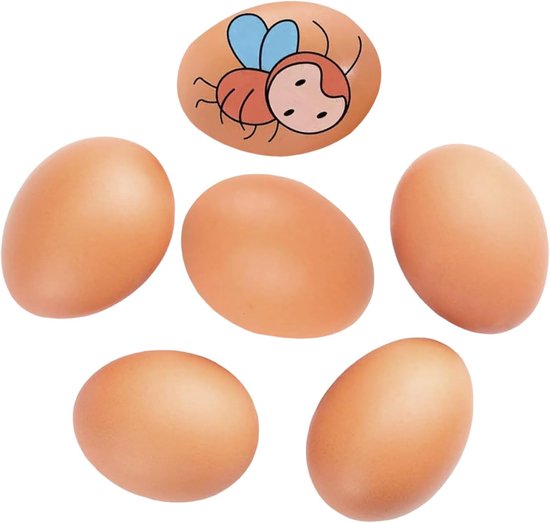 6 stukken houten eieren - helpen met leggen - houten eieren voor schilderen - plastic nest eieren voor kippen - aanmoedigen van kippen om eieren te leggen - bevorderen van het leggen van Merkloos	