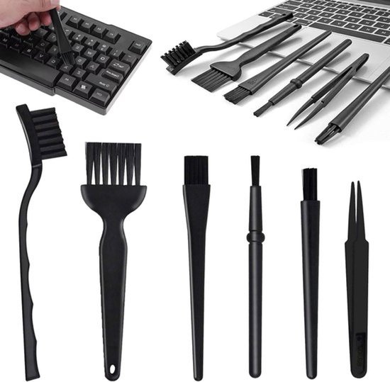 6 stuks antistatische borstels - Kleine draagbare ESD-borstels - Stofborstels voor PC-schoonmaken, toetsenbord, PCB-bord
