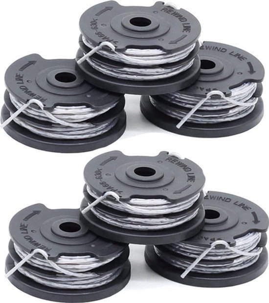 6 stuks draadspoelen geschikt voor Bosch trimmer grastrimmer F016800351 (lengte: 6 m, Ø 1,60 mm) ART 24, 27, 30 en ART 30-36 LI(Niet 18V-26-500) van Merkloos	