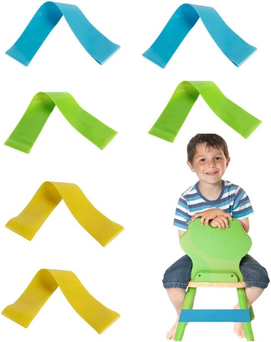6 stuks elastische stoelbanden - flexibele zitriemen - anti-stressbanden - sensorische stoelbanden voor kinderen met ADHD en autisme - hulpmiddelen voor concentratie van Merkloos	