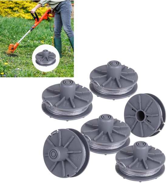 6 stuks - Geschikt voor Gardena grasmaaier - Grasmaaier accessoires - Spoel - Grasmaaier spoel - Grijs - 61*37mm - Geschikt voor Gardena 5307-20 spoel - Graskoord en graskop spoel van Merkloos	
