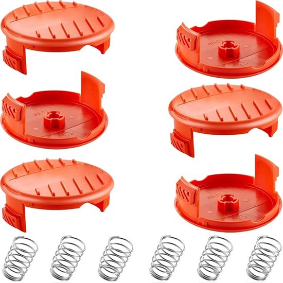 6 stuks, geschikt voor RC-100-P vervangende trimmer spoeldoppen, geschikt voor Black Decker GH900 GD600 GH610 GH900 GH912 ST6600, fijne snoertrimmer grasmaaier spoeldoppen, geschikt voor RC100P trimmer dop onderdelen