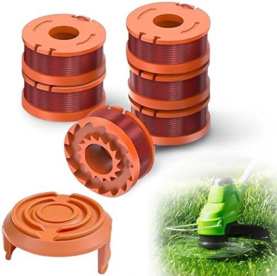 6 stuks grastrimmer draadspoelen met 1 spoelafdekking, Geschikt voor alle 20 V Worx grastrimmers van WORX
