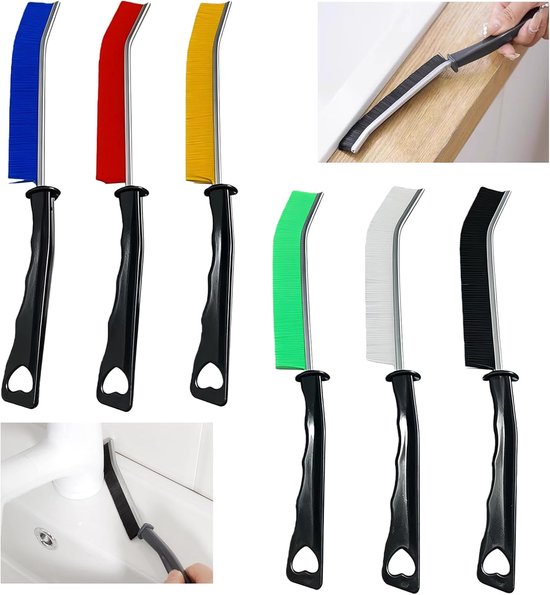 6 stuks harde borstels, hoekreinigingsborstel, voegenborstel, reinigingsborstels, spleetreinigingsborstel, smal, voor keuken, badkamer, tegelvloeren, raamkozijn, smalle tussenruimtes