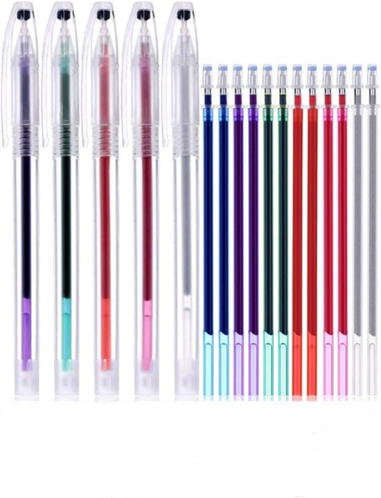 6 stuks hitteuitwisbare stiften - 6 kleuren stoffen markeerstiften met 30 navullingen - water oplosbare markeerstift voor naaien - zelfdovend voor kruissteek borduren - knutselen - kleermakers van Merkloos	