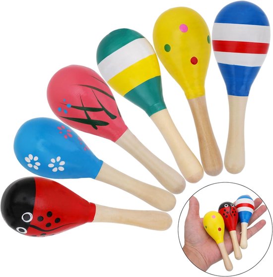 6 stuks houten Fiesta Maracas Cinco De Mayo Mexicaanse Fiesta Feestartikelen, Noisemakers voor Kinderen Volwassenen Mexicaanse Fiesta Decoraties voor Muzikaal Plezier, Verjaardagsfeesten, Carnavals, van Juvale