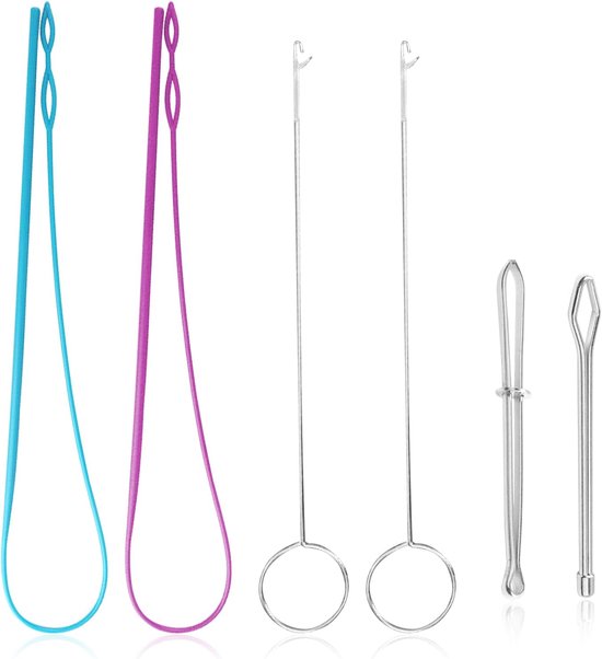 6 stuks inrijghulp - naaisluitset - doortreknaald - loop-turner - naaldinrijger voor naaimachines - roestvrij stalen draadstekers - lang lusdraaigereedschap - snelinrijgpincet voor doe-het-zelf - naaien - handwerken van Merkloos	