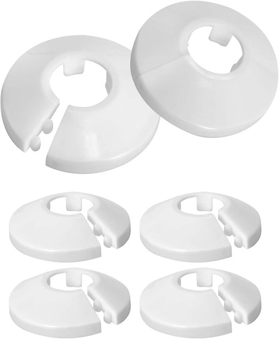 6 stuks kunststof buishalskettingen - radiatorbuisafdekking - buisringen - diameter 15 mm - rozetten voor verwarmingsbuizen - wit - verwarming accessoires van Merkloos	