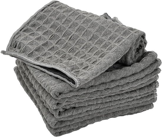 6 Stuks Microvezeldoeken - Multifunctionele Doeken - Hoge Absorptie Doeken - Zachte Schoonmaakdoeken - Streeploze Doeken - Microvezel Handdoeken - Doeken voor Keuken, Ramen, Vloer, Auto - Grijs van MaxxGoods
