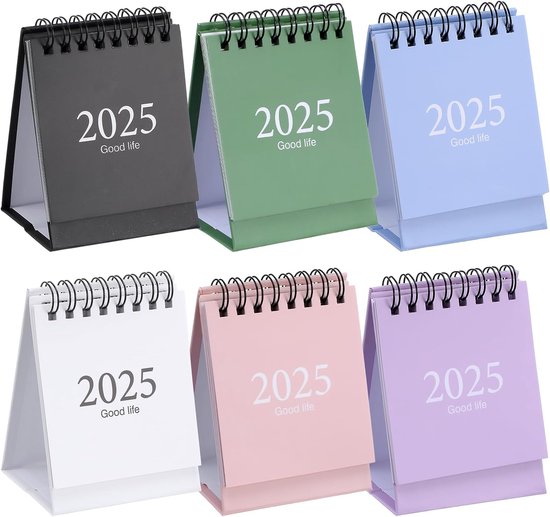 6 stuks mini-tafelkalender 2024-2025, juli 2024 tot december 2025, kleine tafelkalender, 2024-2025 kalender, mini-maandkalender met stickers voor thuis, kantoor, school (10,2 x 7,6 cm) van Merkloos	