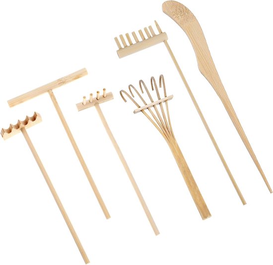 6 Stuks Mini Zen Garden Rake Tools - Miniatuur Tafelblad Tuin Accessoires voor Ontspanning en Decoratie van Merkloos	