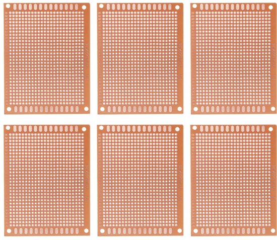 6 stuks printplaten gecoat met PCB-papier - zijdelingse printplaten - bruin - 70 mm x 90 mm x 1,2 mm - elektronica onderdelen van Velleman