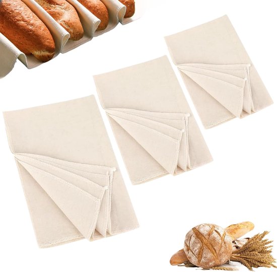 6 stuks professionele proofing bakkersdoek - baguette - bankje - broodgistdoek - bakker - gefermenteerde doek - 3 maten - materiaal de Algodón Puro - voor deegbereiding - bakken - fermenteren van Merkloos	