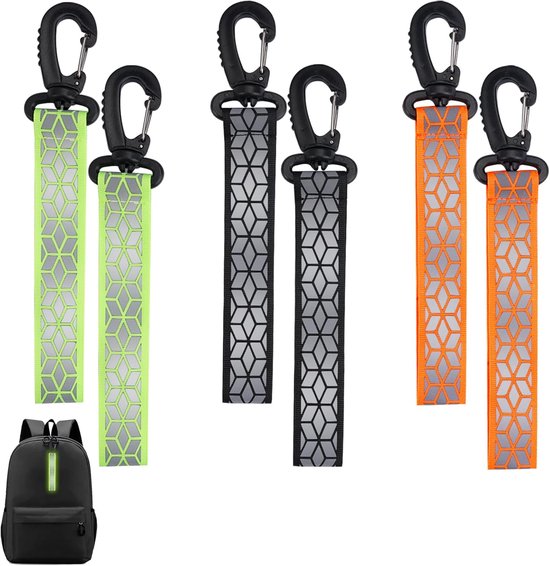 6 Stuks Reflecterende Nylon Sleutelhanger - Reflecterende Sleutelhanger voor Rugzak - Reflecterende Hanger voor Rugzak - Voor Schooltassen - Kleding - Rugzakken - Fietsen - Wandelen - Hardlopen (Drie Kleuren) van Merkloos	