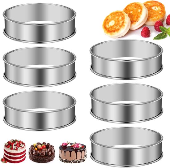 6 Stuks Ronde Muffinringen - 8.5cm Crumpet Rings - Ronde Bakringen Roestvrij Staal - Bakringen Gemakkelijk te Ontvormen - Taartringen Non-Stick - Zilver Bakringen voor Pannenkoeken en Eieren van Merkloos	