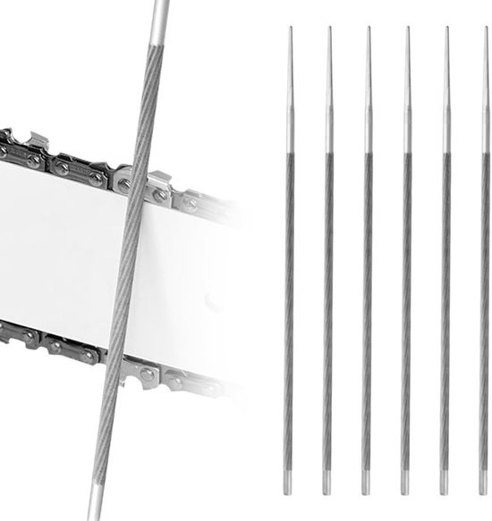 6 stuks ronde vijlen voor het slijpen van kettingzagen, 4,8 mm, ideaal voor onderhoud en reparatie van zaagkettingen en grasmaaiers