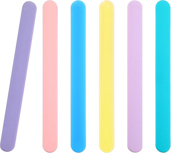 6 stuks siliconen roerstaafjes - herbruikbare siliconen ijsstokjes - mengen van vloeibare hars en epoxyverf - maken van glitterbekers van Merkloos	