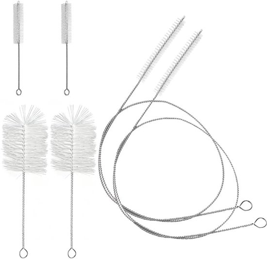 6 stuks slangborstels, 1,5 m, flessenborstel, kleine borstel, nylon borstelset voor flessen, slangen, buizen, huishouden, aquarium