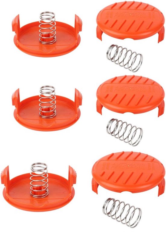 6 stuks spoeldoppen veren reserveonderdelen accessoires spoeldeksel trimmer draadspoel reservespoelkap voor AFS trimmer spoel ABS materiaal voor Black & Decker modellen zoals STC1820CM, STC1820PC, STC1820EPC,STC1840EPC, ST5530, ST1823 en GLC1823L20. van Merkloos	