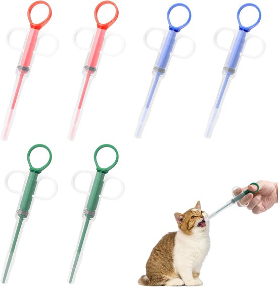 6 stuks tablettengevers voor katten - medicijnenfeeder - huisdierpusher - kattentabletten toediening - slikhulp - pill assistent kat voor katten en kleine honden van Merkloos	