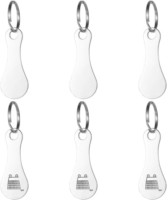 6 Stuks Trolley Token - Universele Winkelwagen Token - Winkelwagen Removers - Gemaakt Van Rvs - Voor Het Vrijgeven Van Supermarkt Trolleys - Winkelwagen Token Tool Accessoires van Merkloos	