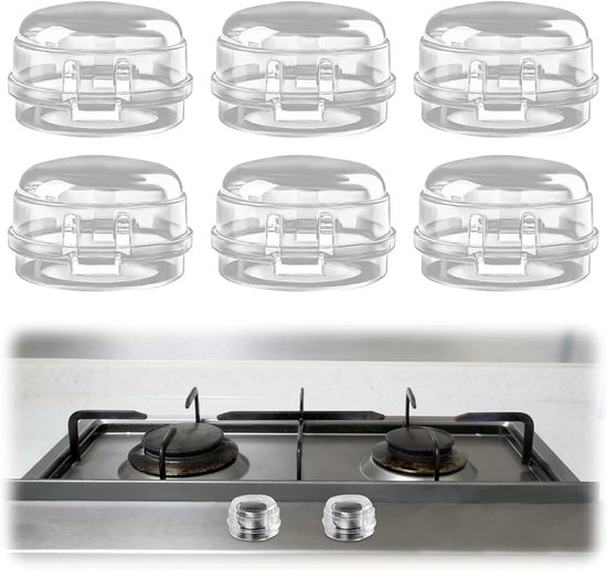 6 stuks veiligheidsdeksels voor keukengrepen, kinderbescherming van kunststof, veiligheidsafdekking voor handgrepen voor gasfornuis, oven - wit