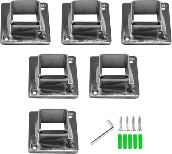 (6 stuks) Vierkante Kleding Opknoping Staaf Flens Houder Aluminium Douchegordijn Pole End Ondersteuning Staaf Sockets Kast Staaf Beugel van Merkloos	