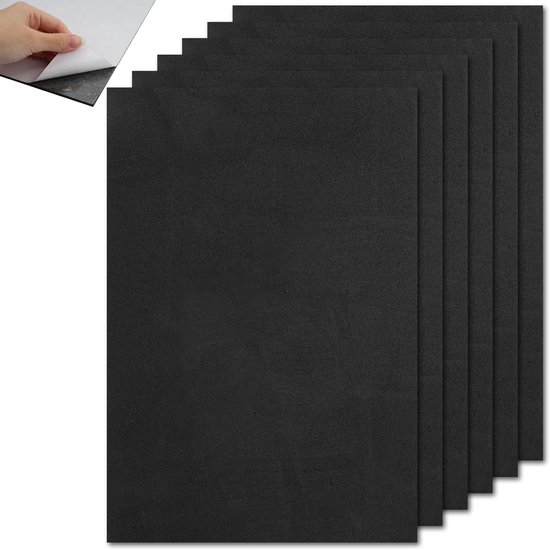 6 stuks zelfklevende schuimrubberen platen - zwart - 20 x 30 cm - EVA-schuim - antislip schuimmat voor meubels - doe-het-zelf projecten - decoratie van Merkloos	
