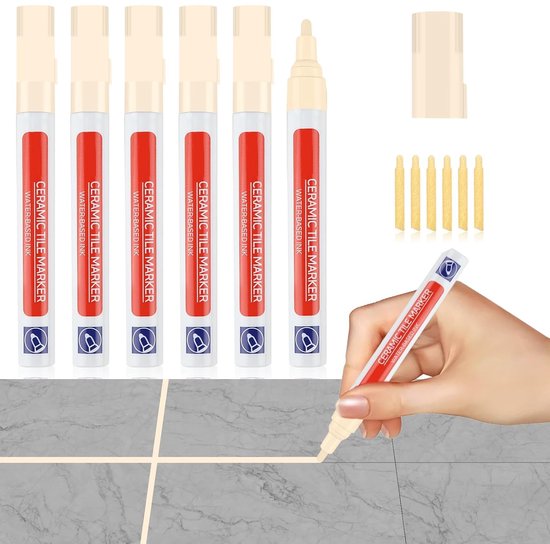 6 vervangingspads voor tegelvoegen, waterdicht en eenvoudig te gebruiken | Joints Marker, Tegelpen voor Keuken en Badkamer, Voegen Herstellen en Onderhouden
