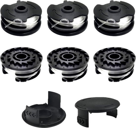 6 Vervangingsspoelen voor Geschikt VOOR LIDL Parkside Grasmaaier - met 2 Eindkappen - Geschikt VOOR LIDL Parkside PRTA 20-Li A1, B2, C3, PRT 550 A1, A3, PRT 300 A1 Model Grasmaaier - 2 x 4 m 1,6 mm van Merkloos	