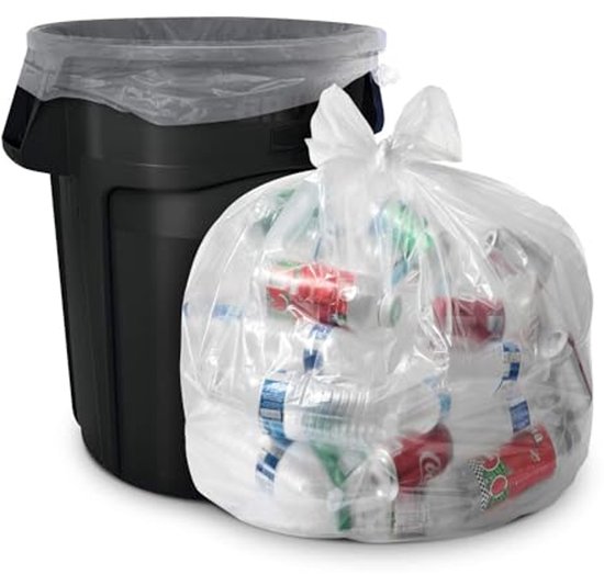 60 Gallon Clear Trash Bags - Heavy Duty 100 Pack for Recycling and Contractors van Merkloos	