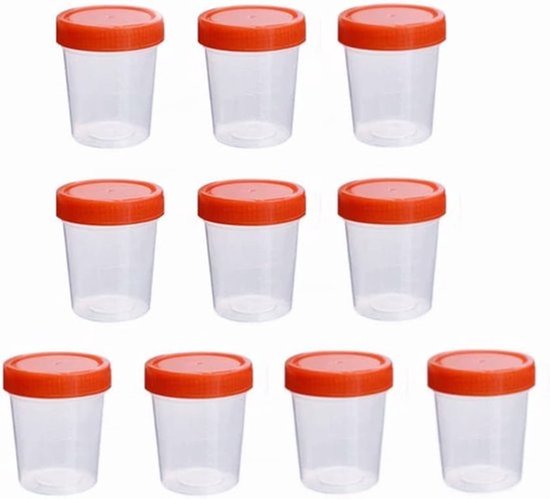 60 ml plastic monsterbeker Urine verzegelde container urine mok met schroefdop geschikt voor volwassenen 10 stuks voor medisch laboratorium gebruik