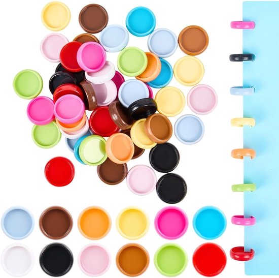 60 Stks 12 Kleuren Kleine Bindmiddel Disc Discbound Binding Discs - Kleurrijke Plastic Uitbreiding Ronde Losse Blad Binders - Pagina's Clips Klemmen Ringen voor DIY Notebooks Planner en Creatief Gebruik van Merkloos	