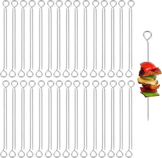 60 Stuk Roulade Needles - Gemstone 10 cm Lange Grill Spiezen - RVS Cocktail Prikkers - Roulade Needles voor Grill Spiezen, Cocktails, Vlees Pins en Fruit Gebruik van Merkloos	