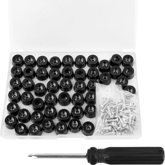 60 stuks antislip rubberen voetjes voor snijplank - kleine poten voor apparaten - nivelleringsschroeven en voetpads - zwart rubberen voetjes van Merkloos	