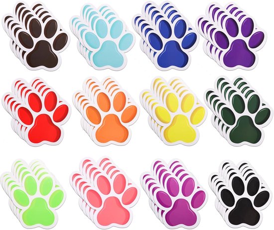 60 Stuks Paw Prints Cutouts, Kleurrijke Hondenpoot Print Cut Out Mini Paw Bulletin Board Paw Print Feestartikelen Paw Print Decoraties voor Kinderen School Thuis Feestartikelen
