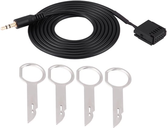 6000CD 3,5 mm naar 12 pin AUX-kabeladapter - auto met gereedschap voor het verwijderen van CD-sleutels - Mondeo Focus C-Fiesta Fusion Gala-xy van Jewelook.
