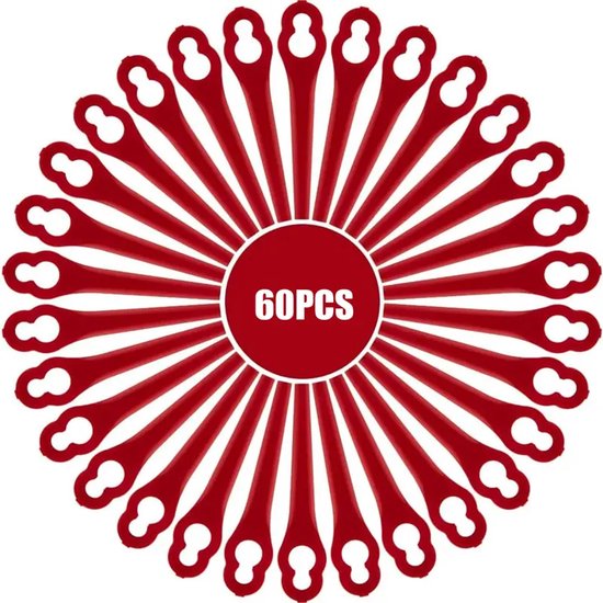 60x Vervangende Messen Voor Einhell Accu Grastrimmer – Kunststof Mesjes voor GE-CT 18 Li, GC-CT 18/24 Li, GC-CT 18/24 Li P – Rood – 90 mm – Duurzaam & Flexibel – Grasmaaier Accessoires van Merkloos	