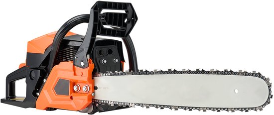 62cc Benzinekettingzaag, 508 Mm Kettingzaag Met 3,6 Pk, Ergonomische Handgreep, Twee Tanks & Veiligheidsfunctie, Max. 11800 Tpm, Ideaal Voor Houtbewerking, Snoeien & Opruimen