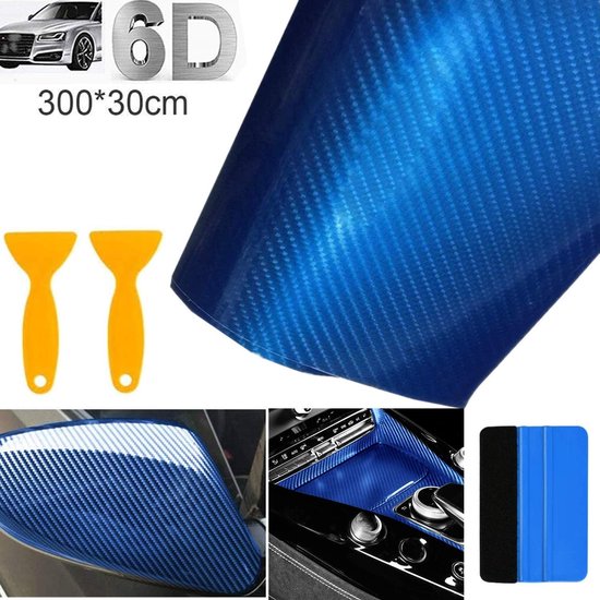 6D Carbon Fiber Vinyl Self Adhesive Film 30x300cm - Waterproof Wrap Roll - Bubble Free Carbon Fiber Vinyl Wrap met Installatie Gereedschappen - DIY voor Motorfietsen - Laptops - Auto's van Merkloos	
