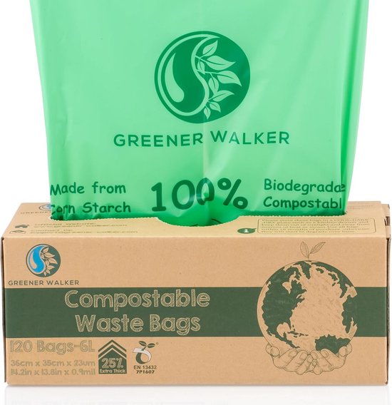 6L Composteerbare GFT Afvalzakken 120 Stuks - Sterk en Biologisch Afbreekbaar