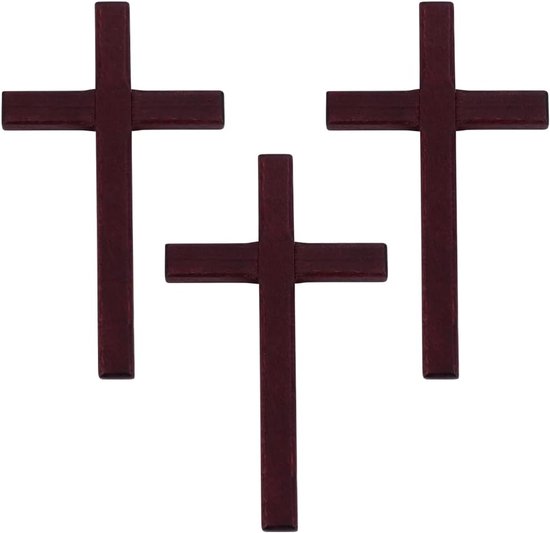 6pcs Houten Kruisen Muurdecor - Handheld Kruisen - Grote Kokosnoot Bruine Hangende Gebedshouten Crucifix Decoraties voor Muur - Bruiloft - Feest - Thuis - Kantoor - Pasen - Volwassen Decoratie van Juvale