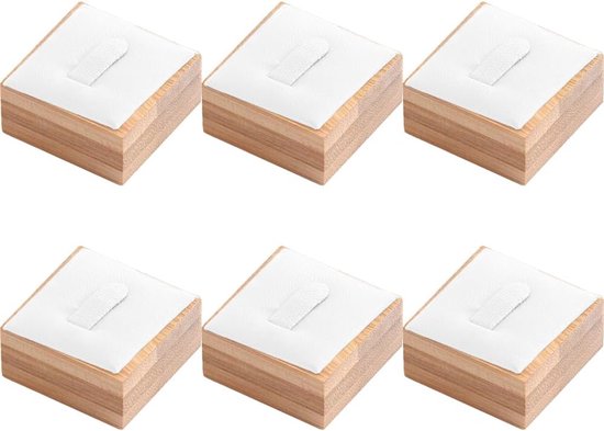 6Pcs Wooden Rings Display Stand, Ring Display Holders for Ring Earring Display and Storage (White)