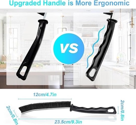 7-delig reinigingsborstelset voor voegen en spleten met lange handgreep van Merkloos	