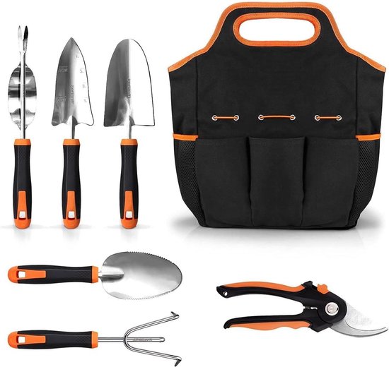 7-delig Roestvrij Stalen Tuingereedschapsset - Tuinschaar, Tuinhark, Plantenschep - Tuincadeau van GARDENX