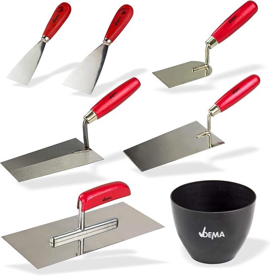 7-delige Troffel Set voor Tegelzetters en Stukadoors - Complete Metselgereedschap