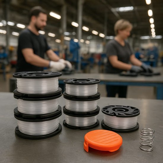 7-delige Vervangspoelenset geschikt voor Black & Decker Grastrimmers – 9,15 m Trimmerdraad, 1,65 mm Diameter, Inclusief Spoelkap en Veer van Merkloos	