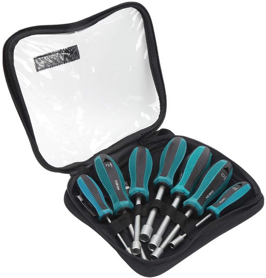 7 stks Schroevendraaier Set, Stalen Hex Mouw Schroevendraaier Anti? Slip Handvat Socket Schroevendraaier Set Draagbare Handgereedschap met Opbergtas van Uolor